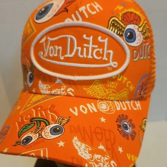 Von Dutch Orange Graphic Cap - Picture 8 of 8